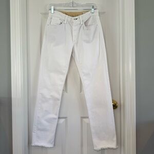 Rag & Bone Mid Rise Boyfriend Jeans Raw Hem In White Size 24
